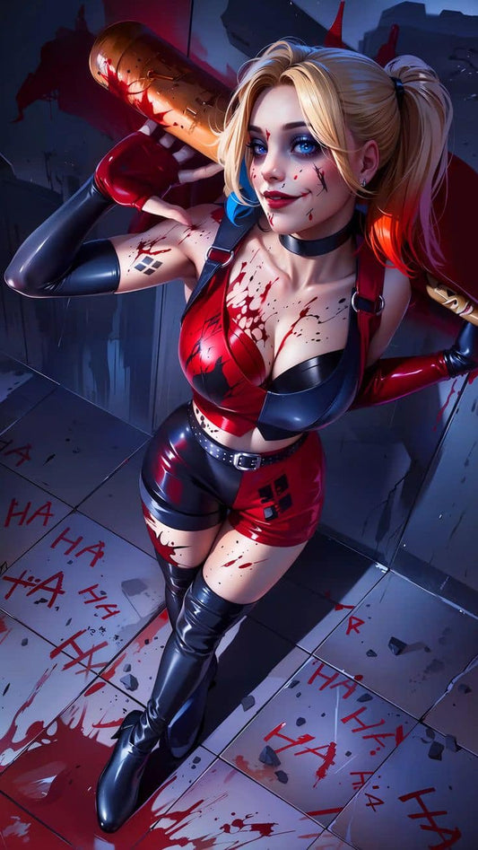 Harley Quinn Bloody Portrait Print Poster