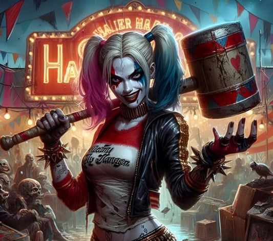 Harley Quinn Carnival Themed Portrait Print Poster