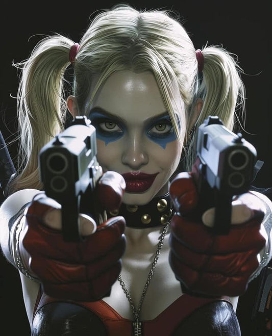 Harley Quinn Guns Portrait Print Poster
