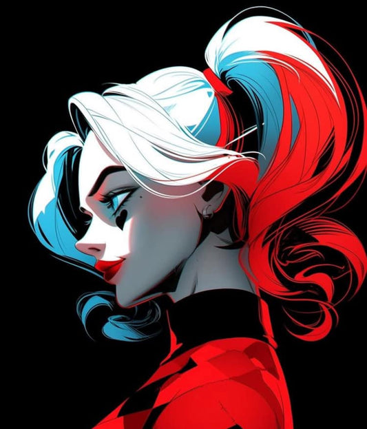 Harley Quinn Portrait Illustration Print Poster