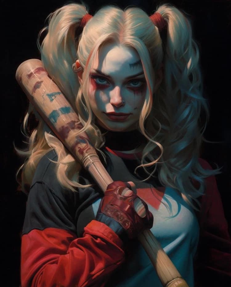 Harley Quinn Sportive Portrait Print Poster