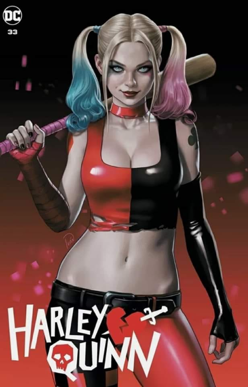 Harley Quinn Red Black Outfit 9711 Print Poster