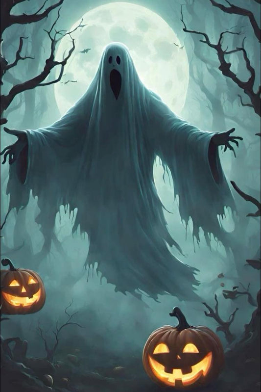 Haunted Ghosts Halloween Landscape Print Poster