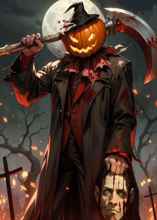 Haunted Halloween Figure With Scythe Print Poster