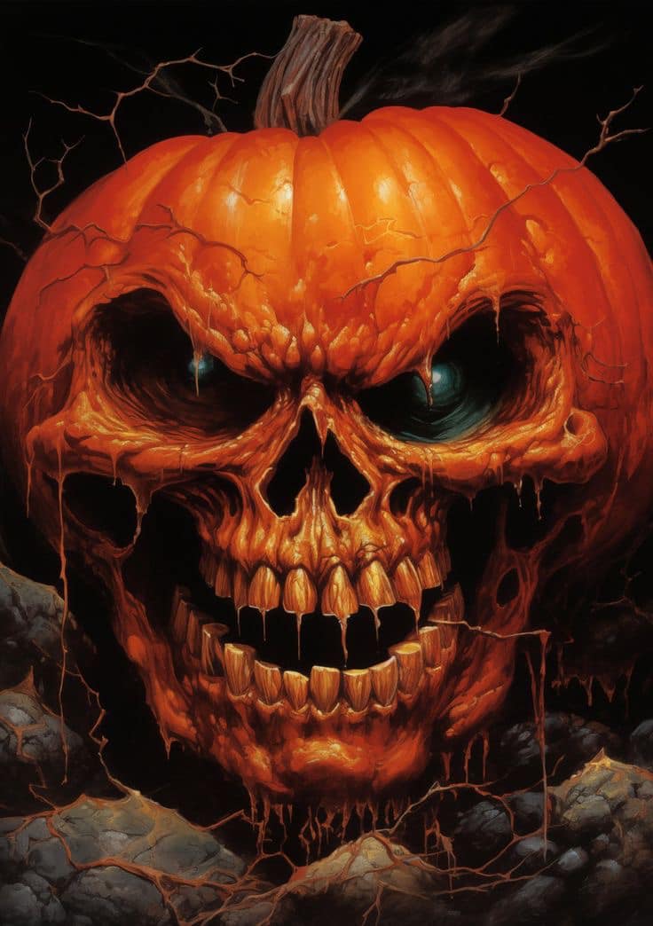 Haunted Pumpkin Skull Art Jigsaw Puzzle