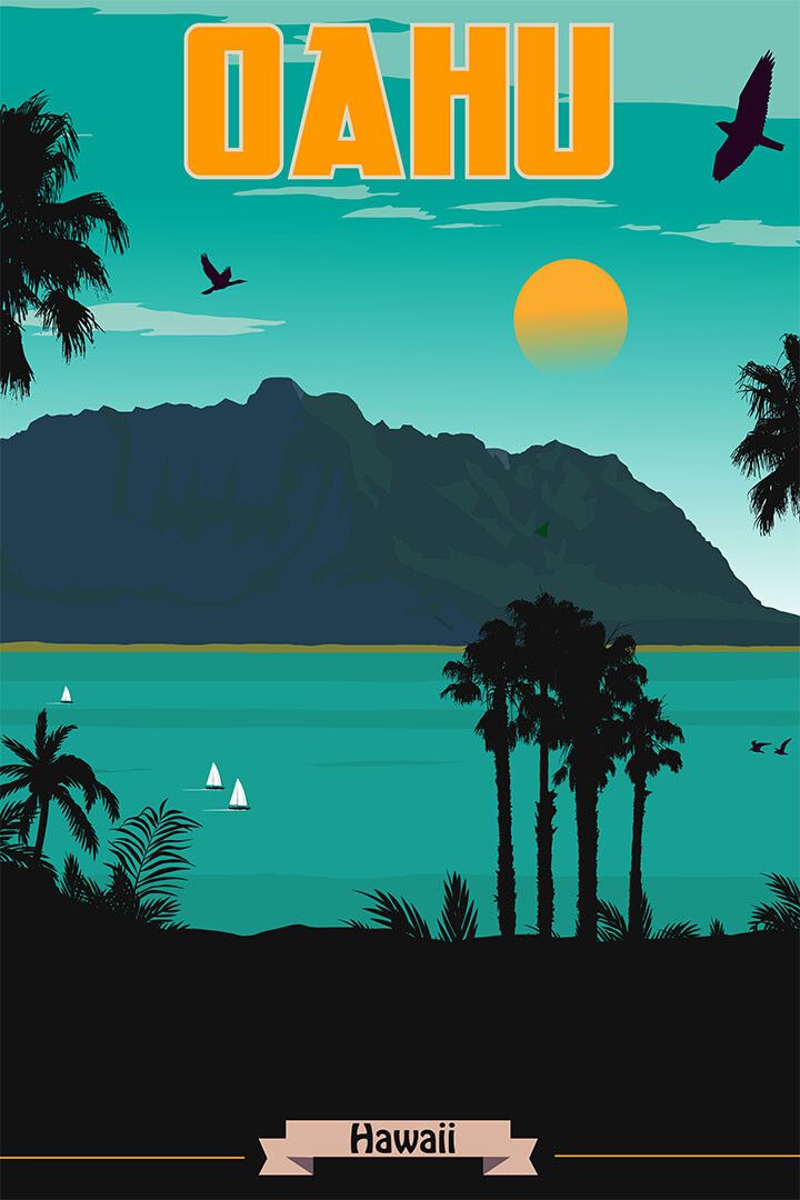 Hawaii Beach Landscape Famous Attractions Sea Wall Art Home Decor Poster