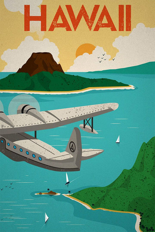 Hawaii Vintage Travel Print Painting Jigsaw Puzzle