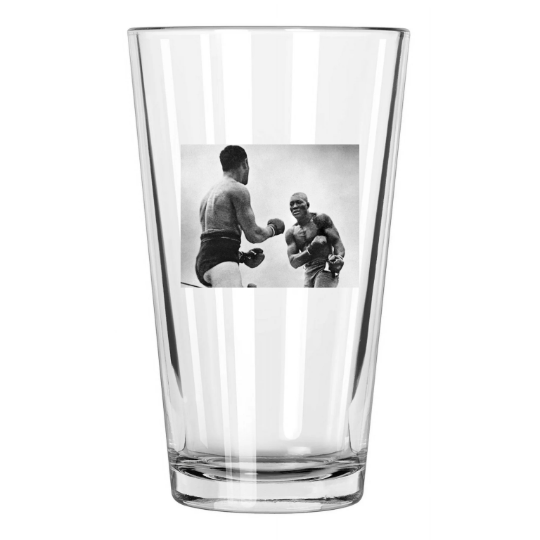Heavyweight Fight Tommy Burns Vs Jack Johnson Photo Pint Beer Drinking Glass