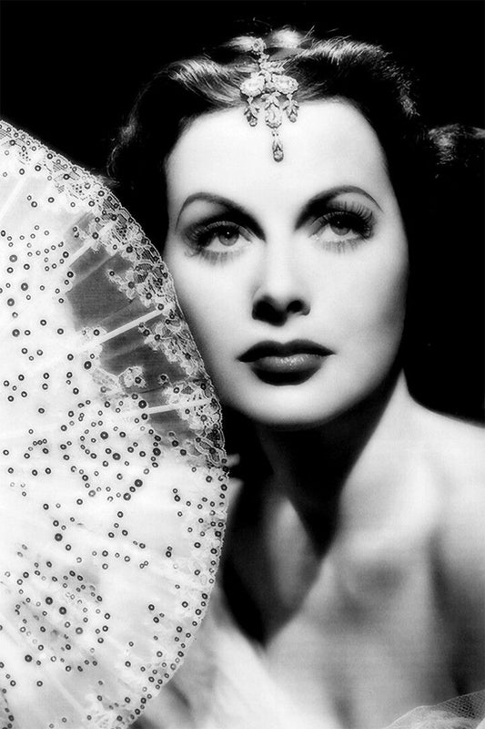 Hedy Lamarr With Lace Fan Print Canvas Jigsaw Puzzle