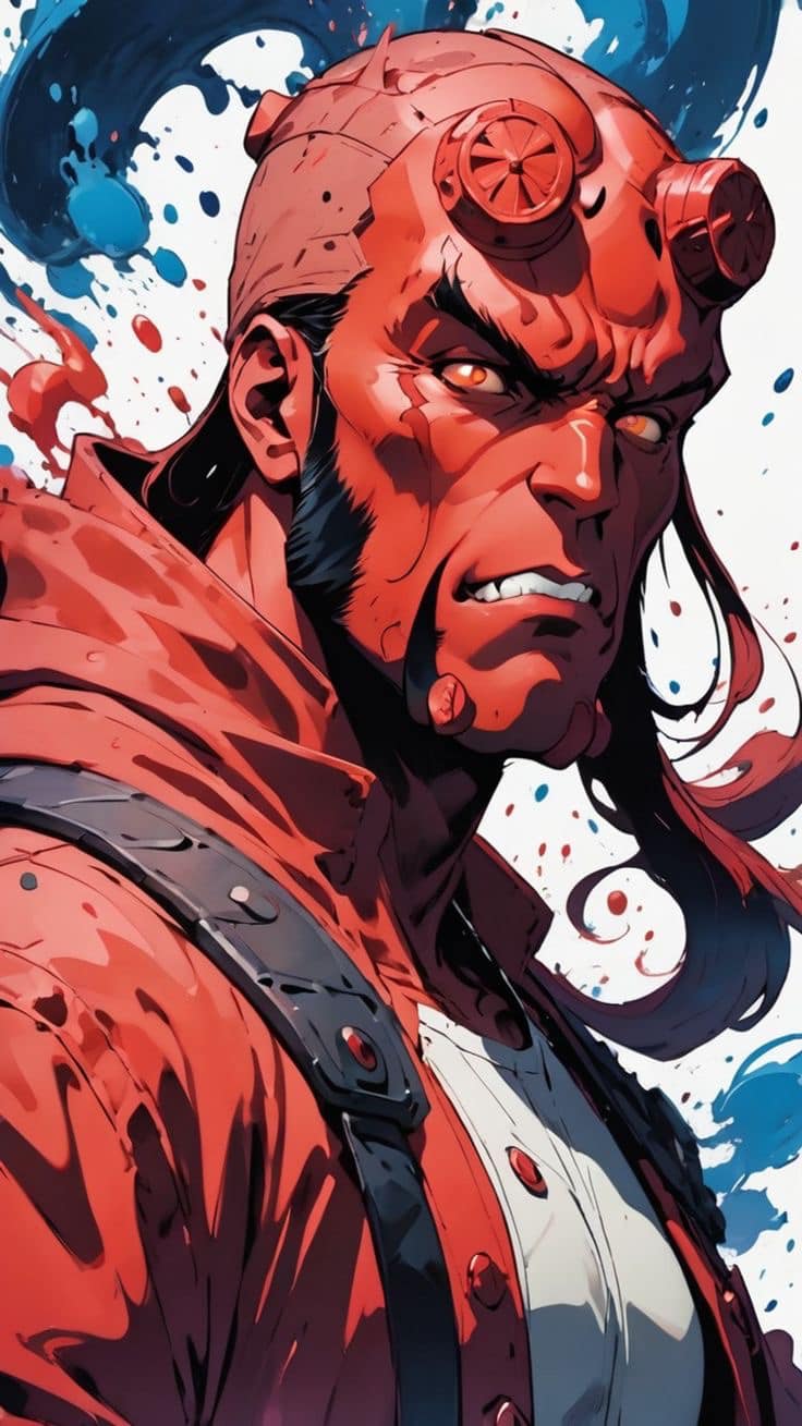 Hellboy Portrait Action Artwork Print Poster