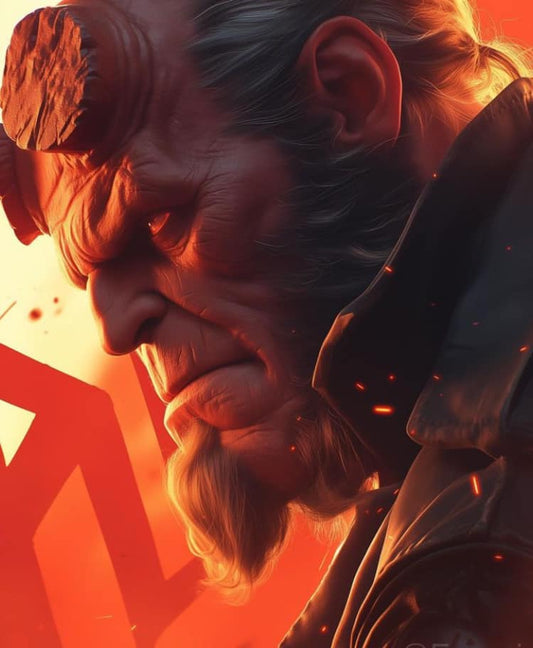 Hellboy Portrait Intense Expression Print Poster