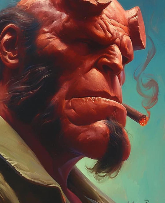 Hellboy Portrait Smoking Print Poster