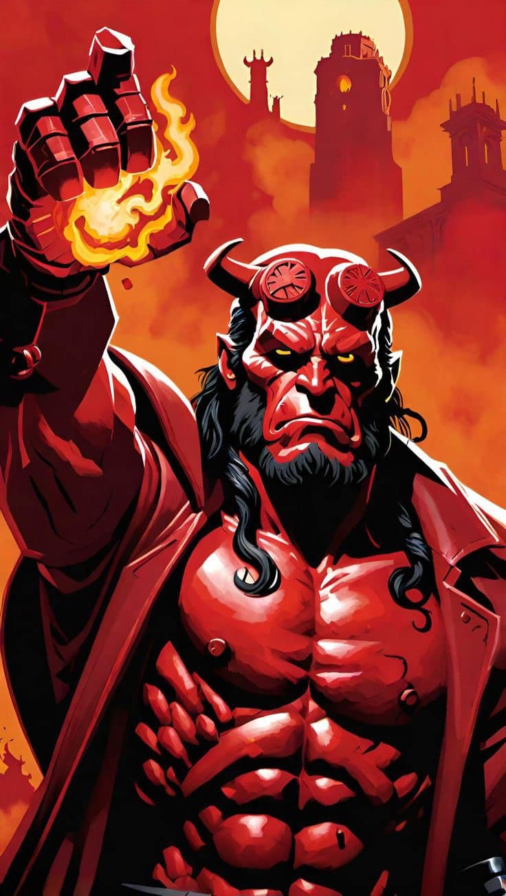 Hellboy Raising Fire Print Poster