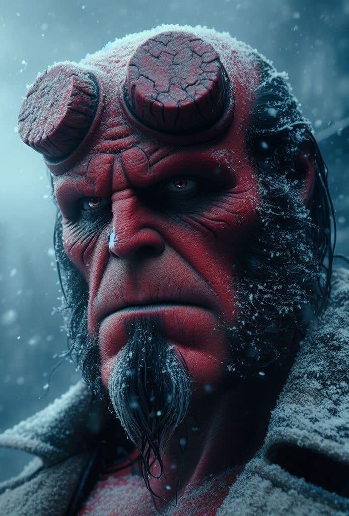 Hellboy Snowy Portrait Print Poster
