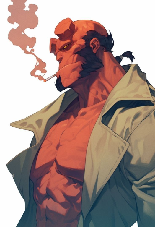 Hellboy Smoking Trenchcoat 304 Print Poster