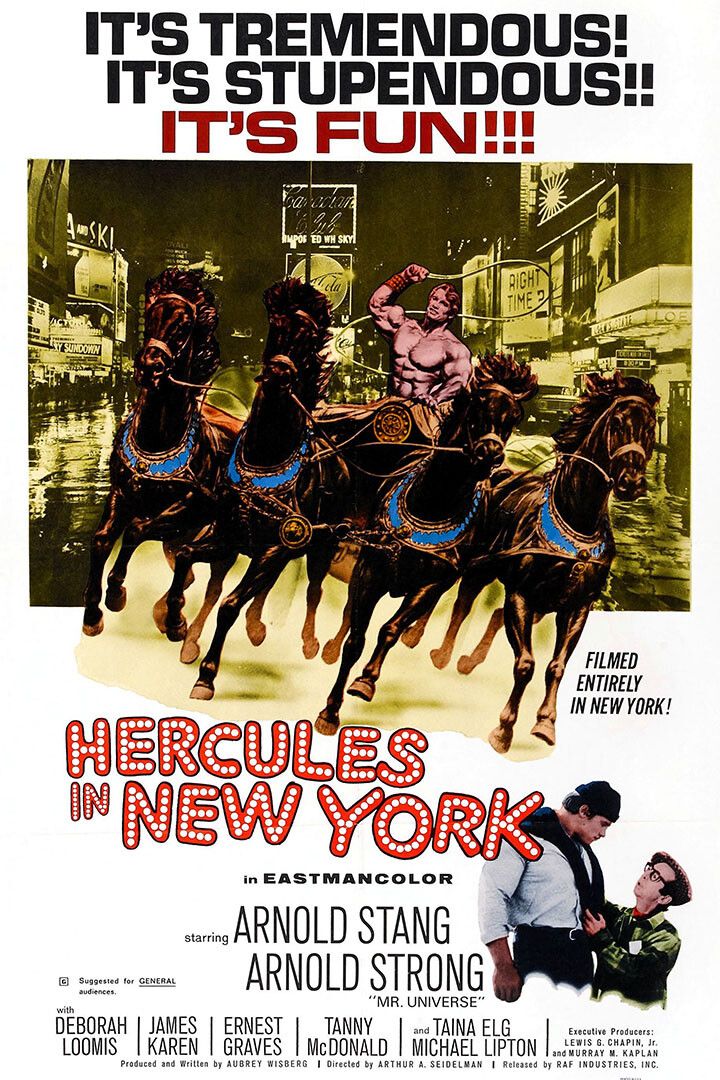 Hercules In New York Movie Comedy Action Fantasy Wall Art Home Poster