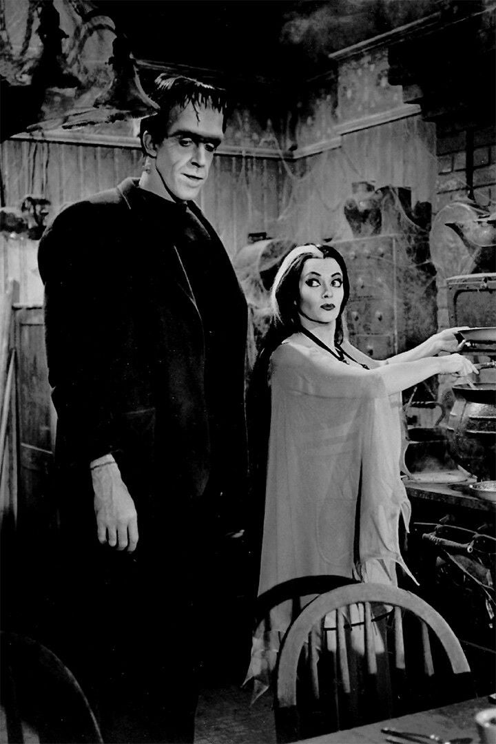 Herman And Lily Munster At Breakfast Print Jigsaw Puzzle