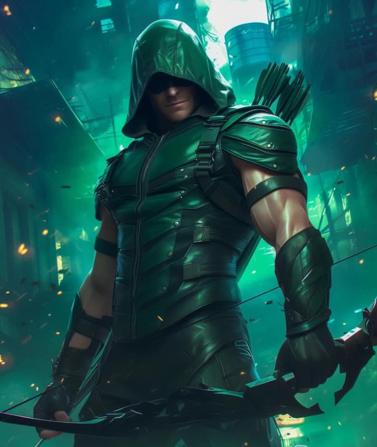 Hero Archer Green Cityscape Print Poster