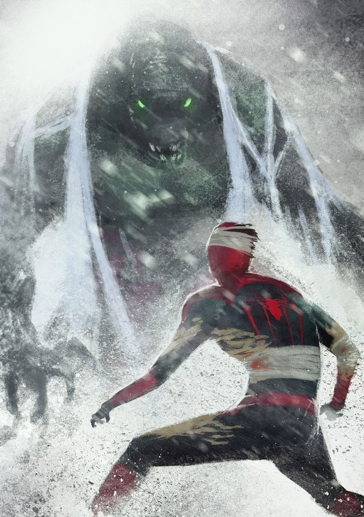 Hero Versus Monster Snowstorm Print Poster