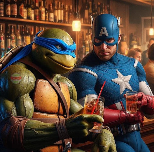 Heroes At Bar Print Poster