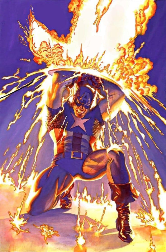 Heroic Action Captain America Explosion Print Poster