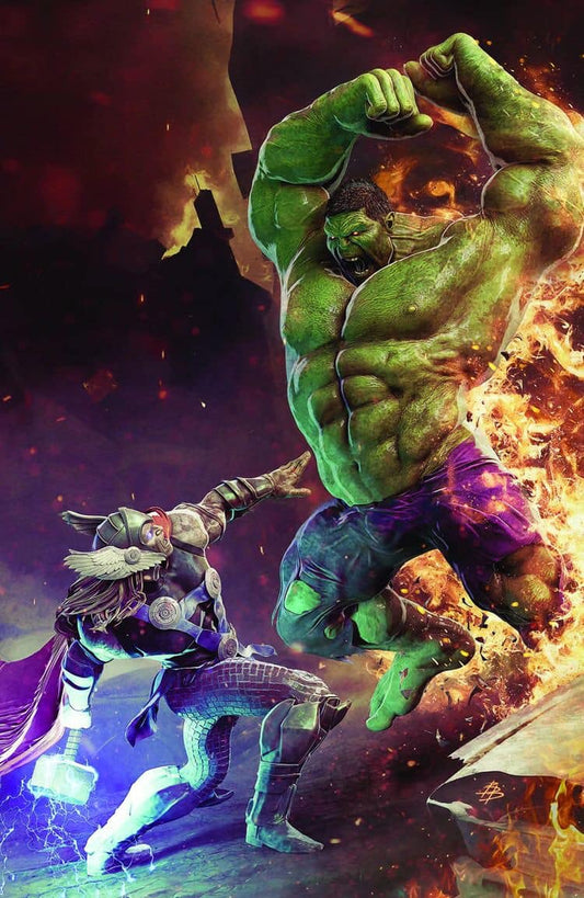 Heroic Battle Hulk Thor Print Poster