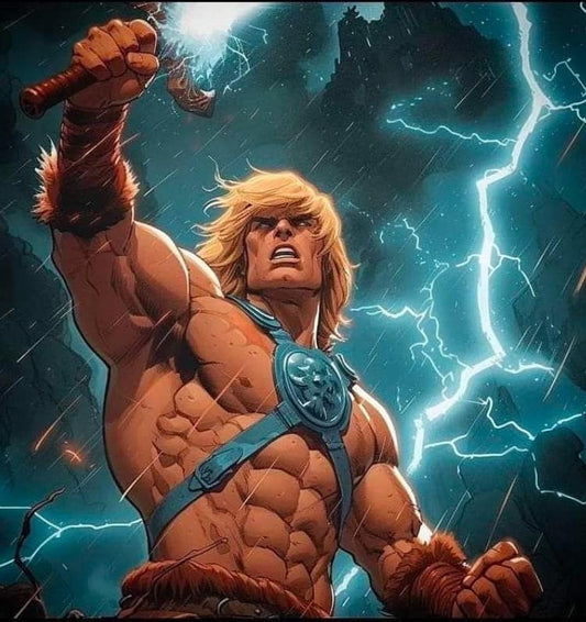 Heroic Character Lightning Print Poster