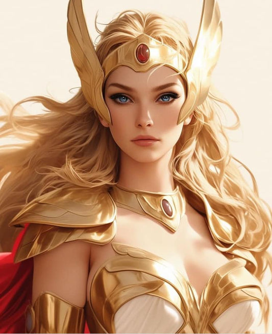 Heroic Fantasy Portrait Golden Warrior Print Poster