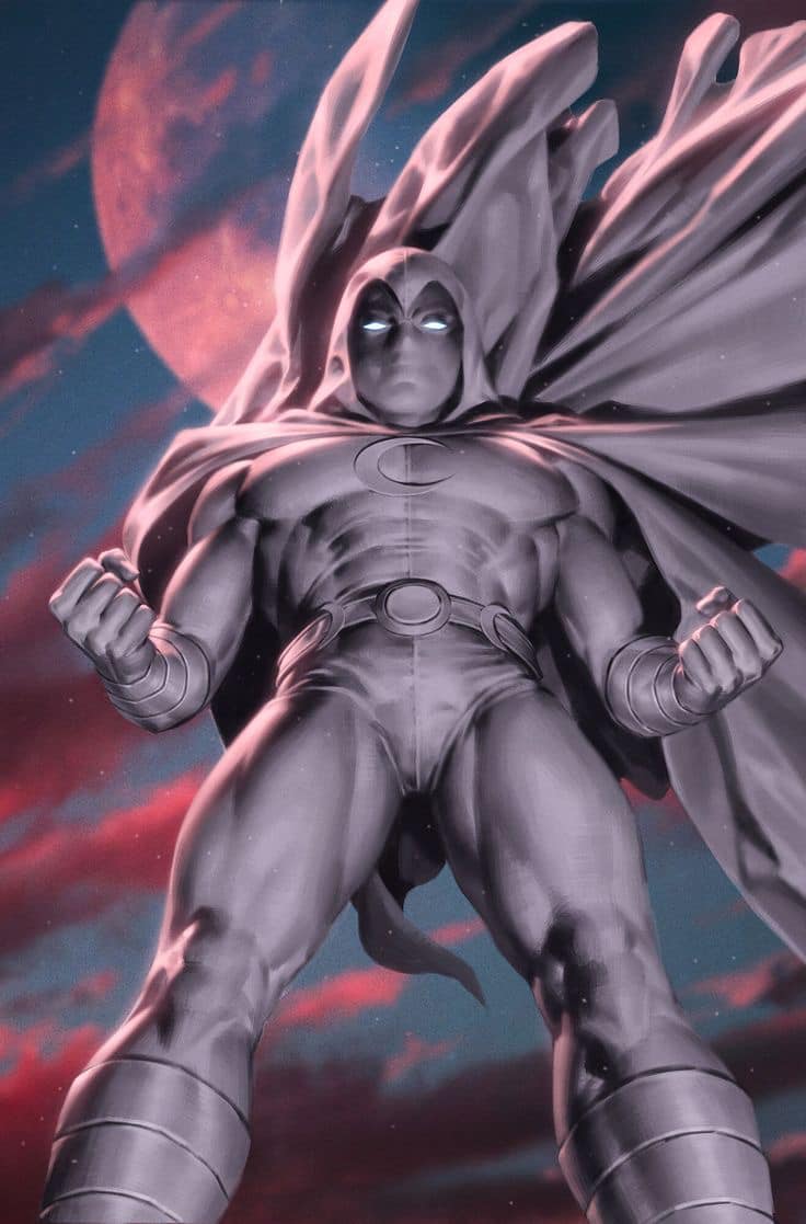 Heroic Figure Moonlit Sky Print Poster