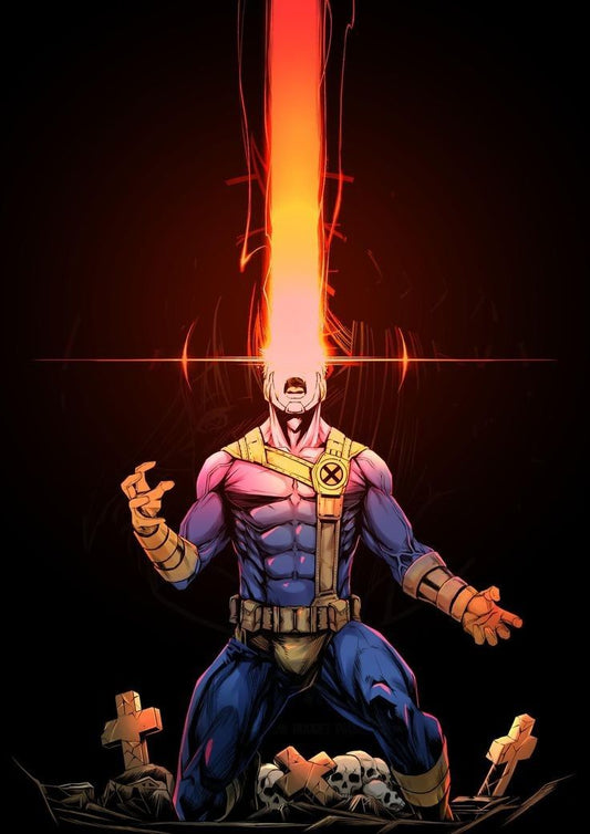 Heroic Figure With Energy Beam Print Poster