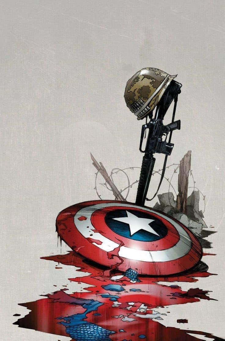 Heroic Memorial Cap Shield Blood Illustration Print Poster
