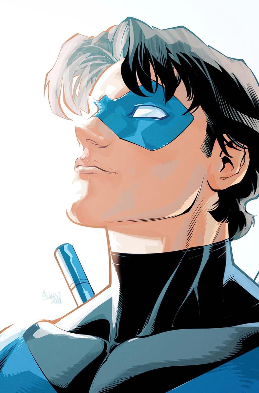 Heroic Portrait Figure Blue Mask Print Poster