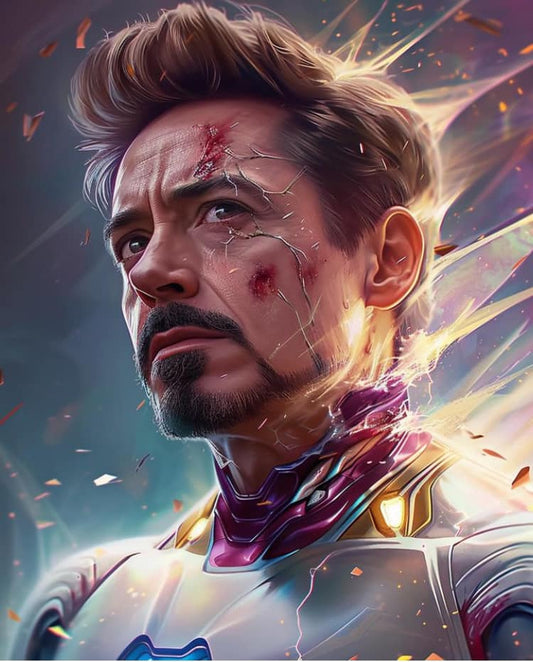 Heroic Portrait Of Bruised Superhero Print Poster