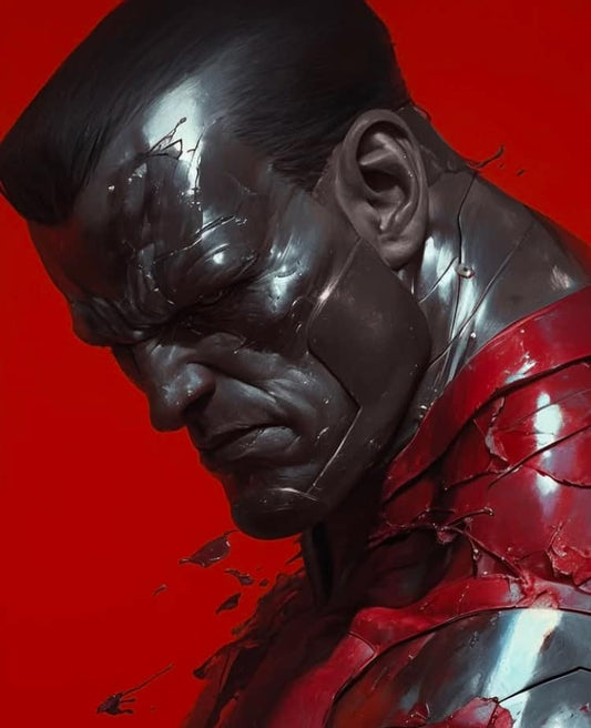 Heroic Portrait With Red Background Print Poster