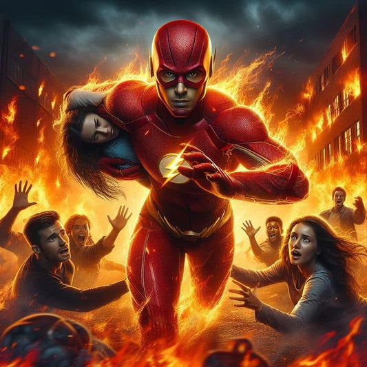 Heroic Rescue Flash Fire Scene Print Poster
