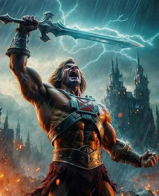 Heroic Warrior Storm Battle Print Poster
