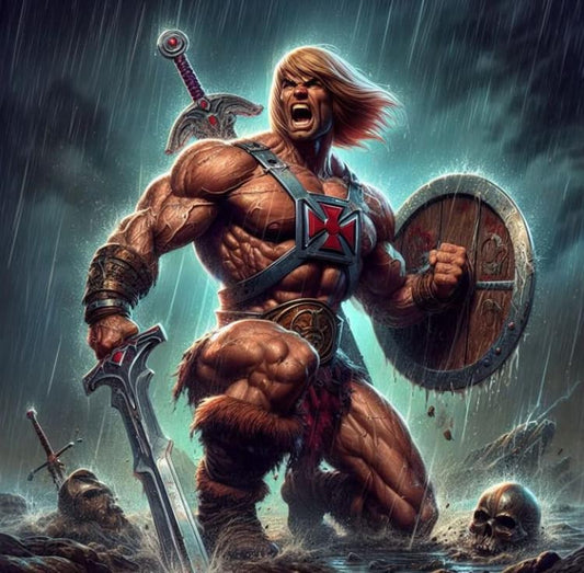 Heroic Warrior Stormy Battle Print Poster