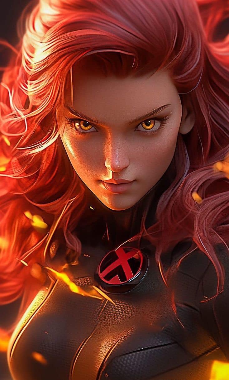 Heroine With Red Hair Fierce Expression Print Poster
