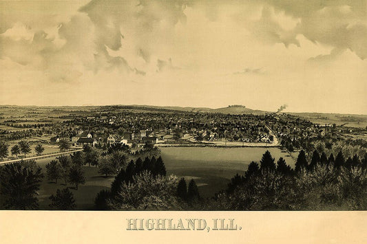 Highland Illinois 1894 Historic Panoramic Town Map Jigsaw Puzzle