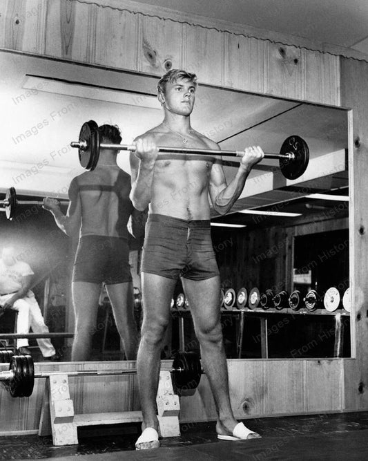 Hollywood Golden Era Actor Tab Hunter Lifts Weights Keychain Picture Keychain