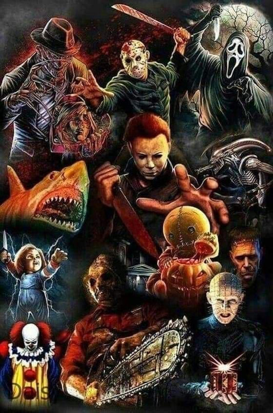 Horror Icon Collage Print Poster