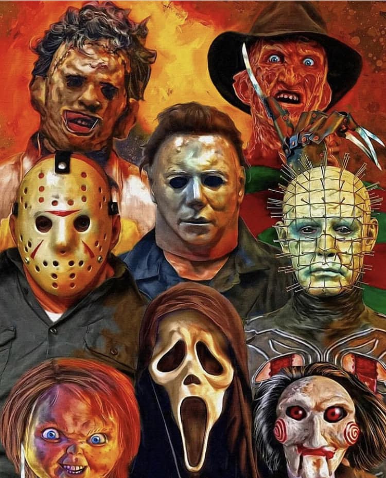 Horror Movie Characters Collage Print Poster