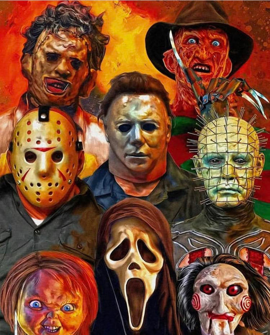 Horror Movie Characters Collage Print Poster