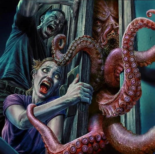 Horror Scene Octopus Attack Print Poster