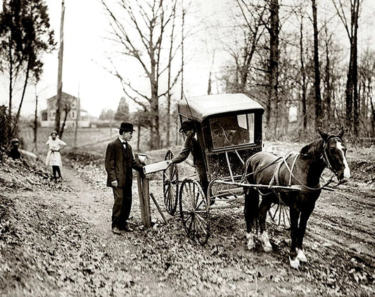 Horse Drawn Usps Postal Mail Wagon Historic Classic Vintage Picture Keychain