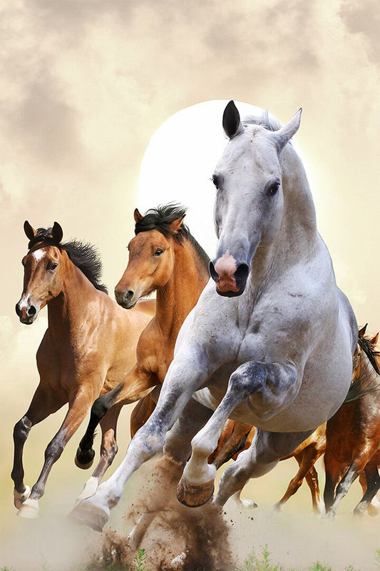 Horses Running Quick Animal Jigsaw Puzzle Painting Print Jigsaw Puzzle