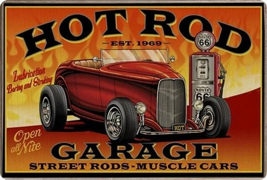 Hot Rod Garage Classic Car Man Cave Funny Retro