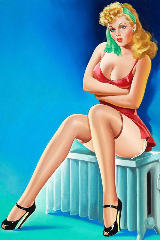 Hot Seat 1947 Vintage Style American Girl Pinup Jigsaw Puzzle