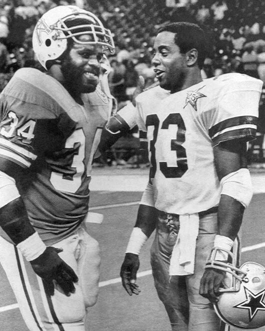 Houston Oilers Earl Campbell And Cowboys Tony Dorsett Glossy Photo Print