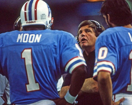 Houston Oilers Warren Moon And Jerry Glanville Photo Football Print Poster